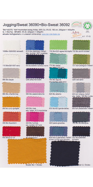 Sweatshirt fabric, printed color chart with some original patterns