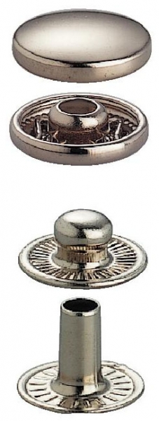 NF-Druckknopf Anorak mit gr. Untert. 15 mm silberfarbig, 100 St