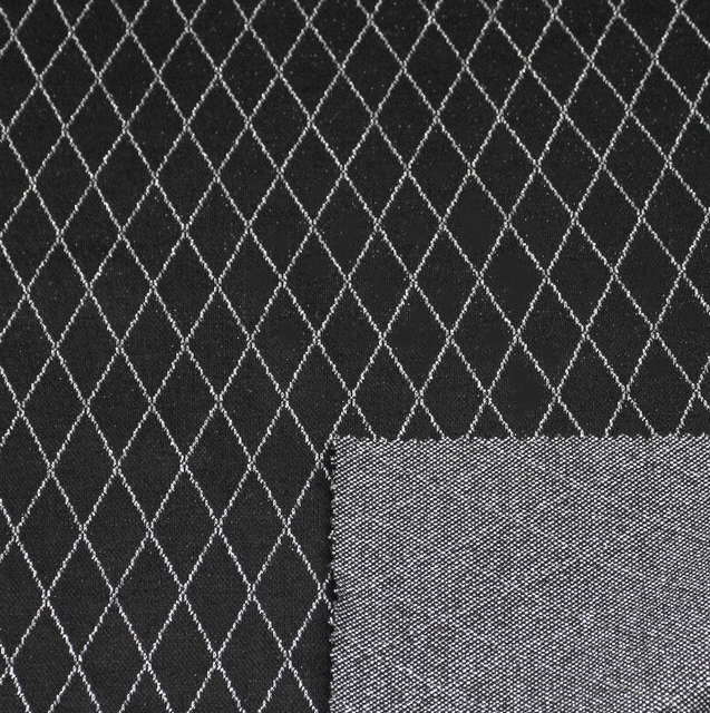 Romanit schwarz mit Lurex-Raute, elastisch, 35% Vi, 65% PES, 5% El