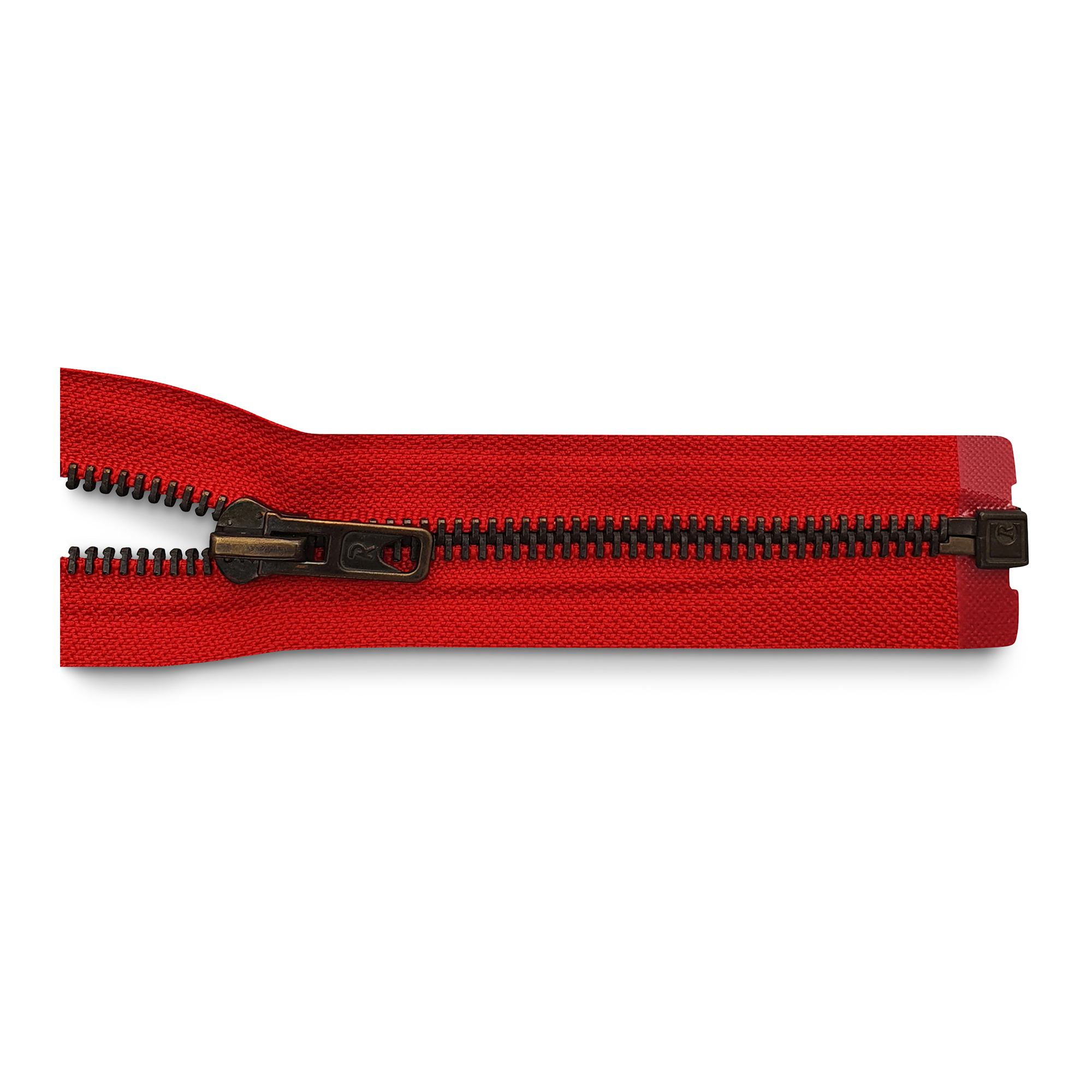 Reißverschluss, teilbar, Metall brüniert breit, rot, hochwertiger Marken-Reißverschluss von Rubi/Barcelona