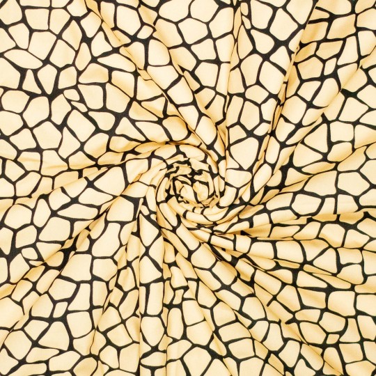 Popeline beige, Giraffen-Print, creme / schwarz