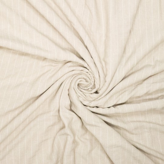 Leinen-Gewebe natur mit Streifen weiß, 44% Vi, 45% PES, 8%Co, 3% LI, 150cm breit, 195 g/m² ökoTex zertifiziert