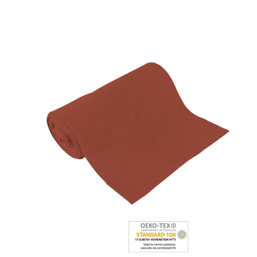 Bio-Baumwoll-Bündchen terracotta, 98% Bio-Co, aus kontrolliert biologischem Anbau 2% EL, 2x35cm, 265g/m², ca. 185g/lfm,  glatt gestrickt