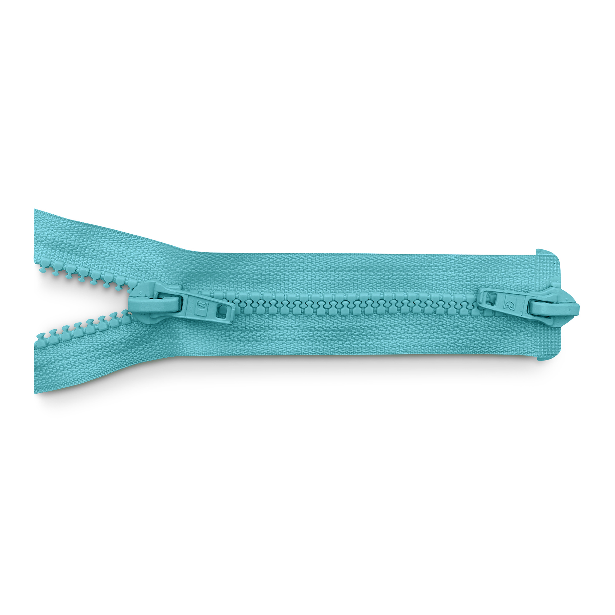 zipper 100cm,divisible, 2way,molded plastic, wide aquamarine