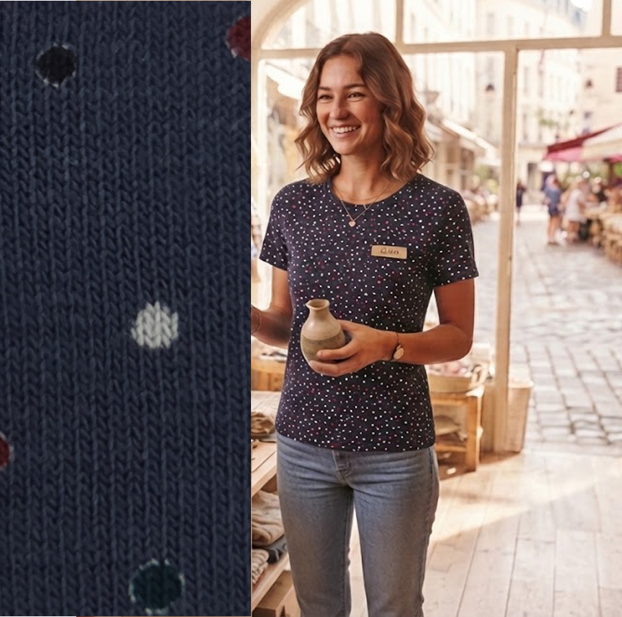 Jersey Vi/LY jeansblau Micro-Dots, 150 cm breit