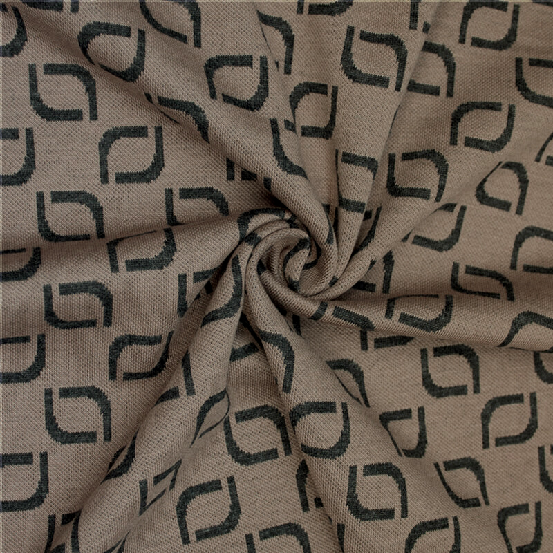 Strickstoff Jaquard hellbraun, retro, Vi/PES/El