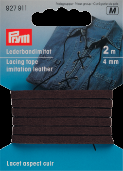 Lacing tape imitation leather 4 mm brown, 2 m