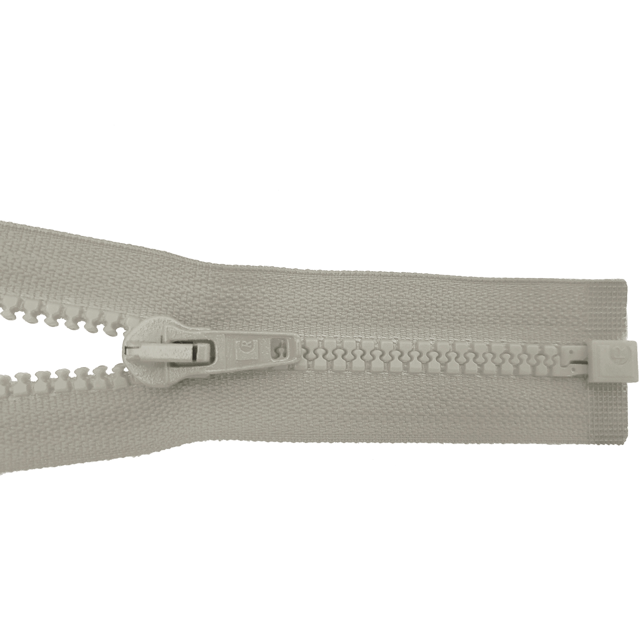 Reißverschluss 80cm, teilbar, Kstoff Zähne breit, beige-grau, hochwertiger Marken-Reißverschluss von Rubi/Barcelona
