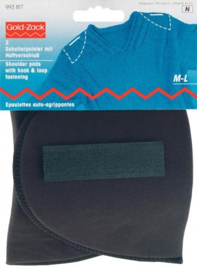 Shoulder pads Set-in with hook and loop fastening black M - L, 2 St
