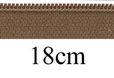 zipper 18cm,not divisible, PES spiral, fein, dark ochre brown