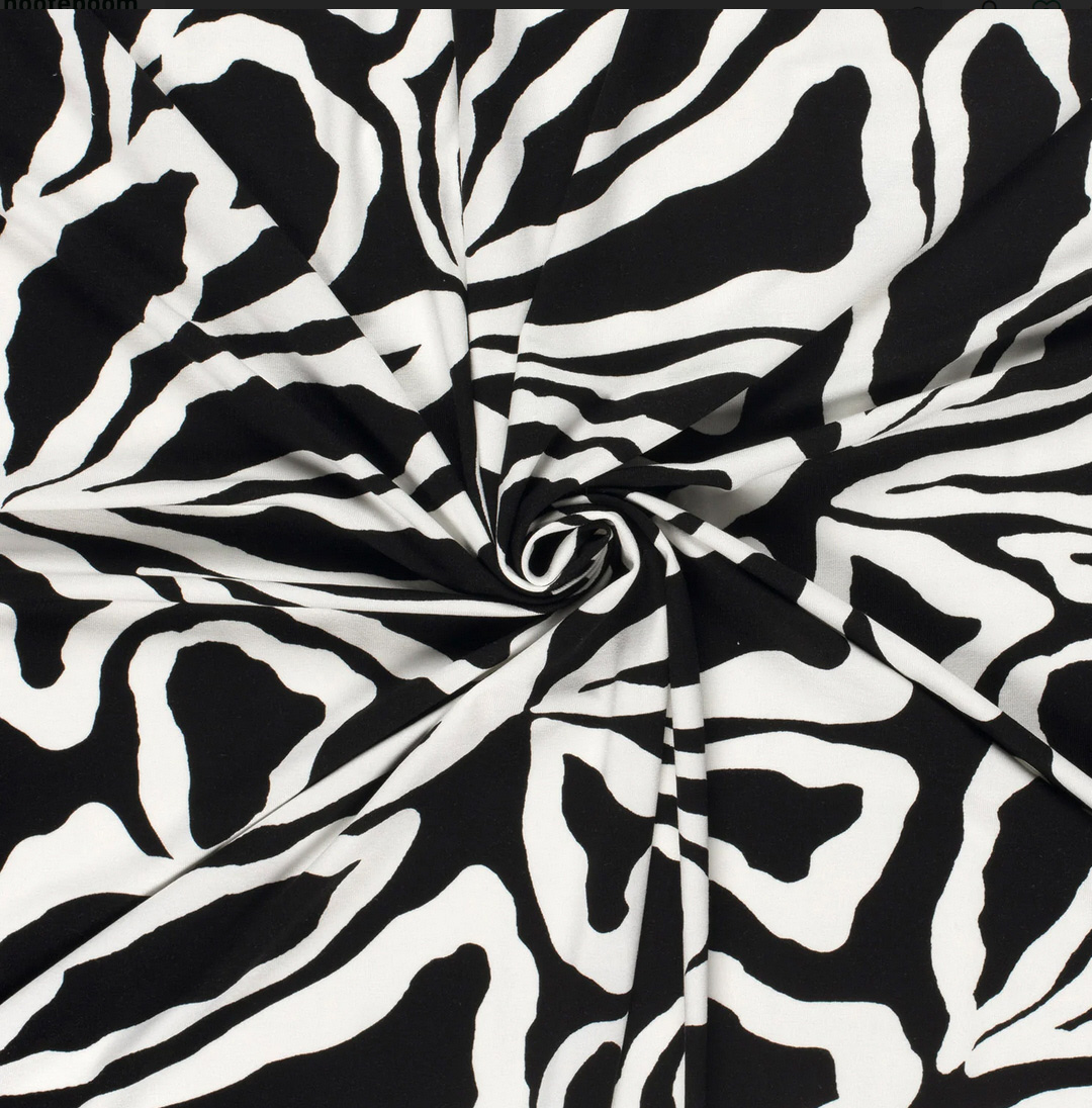 Jersey Viskose schwarz/weiß,  95%Vi,5% El ca. 150cm breit, 210 g/m²