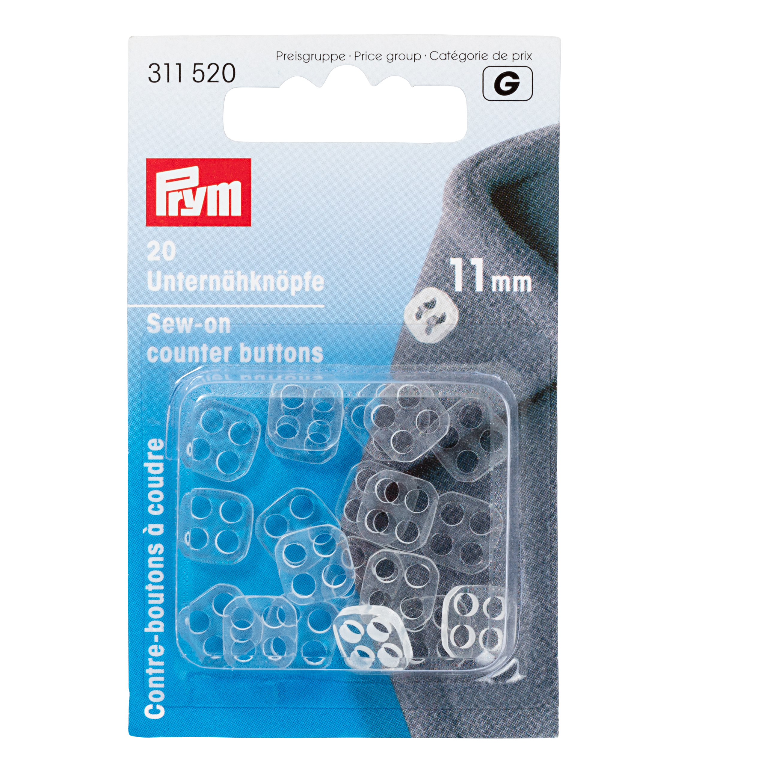 Unternähknöpfe KST 11 mm transparent, 20 St, Gegenknöpfe
