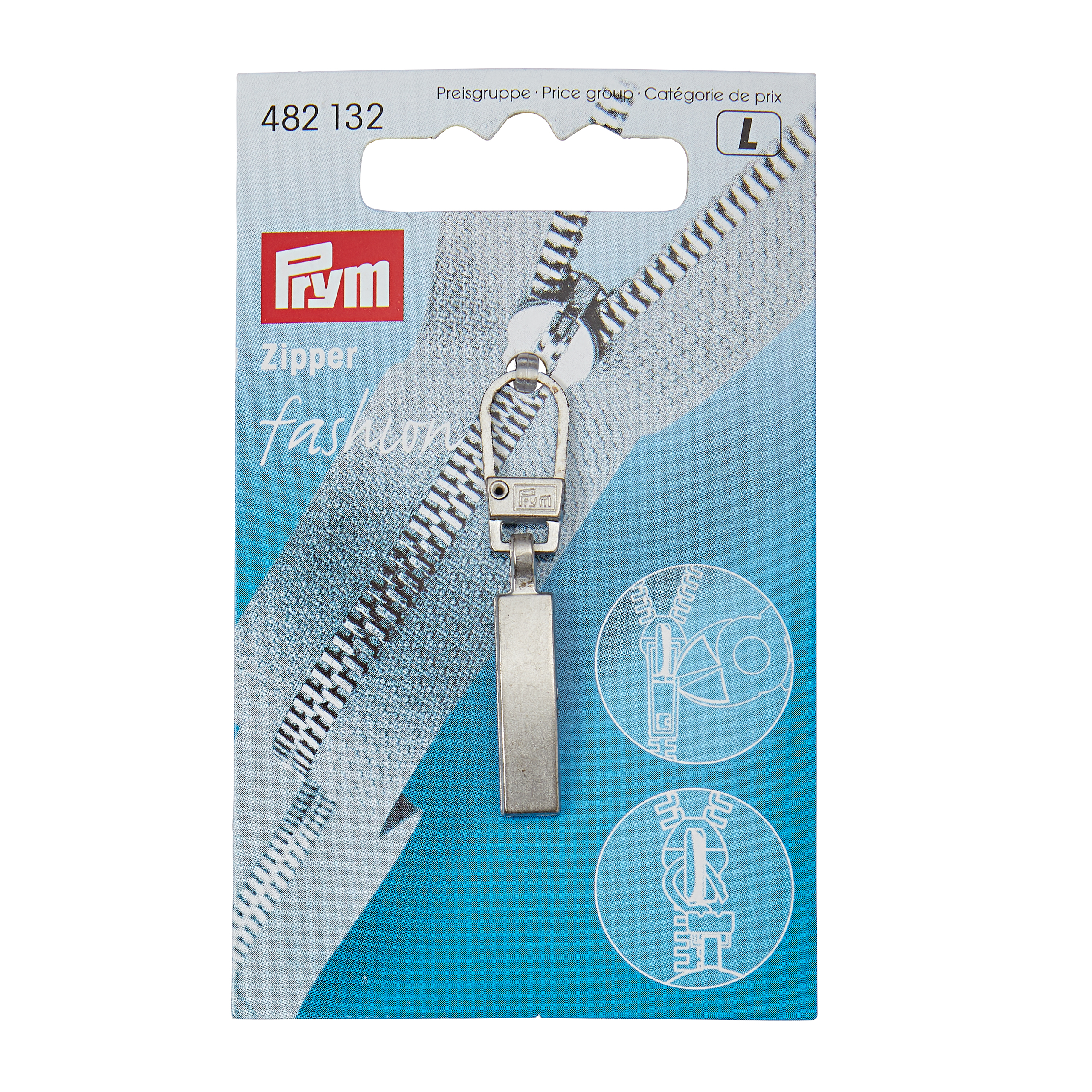 Fashion Zipper pullers Classic metal silver col matt, 1 St