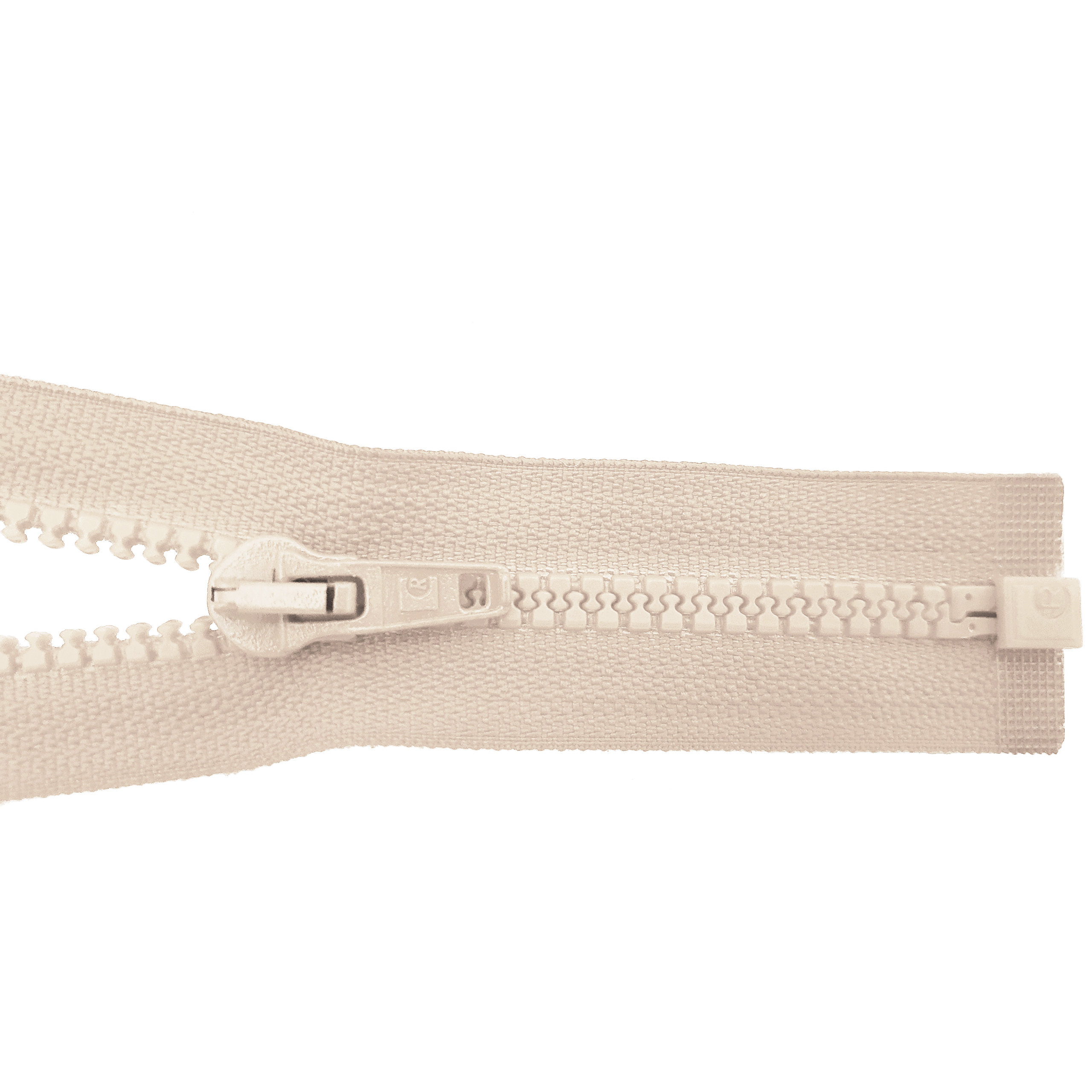 Reißverschluss 80cm, teilbar, Kstoff Zähne breit, hellbeige, hochwertiger Marken-Reißverschluss von Rubi/Barcelona