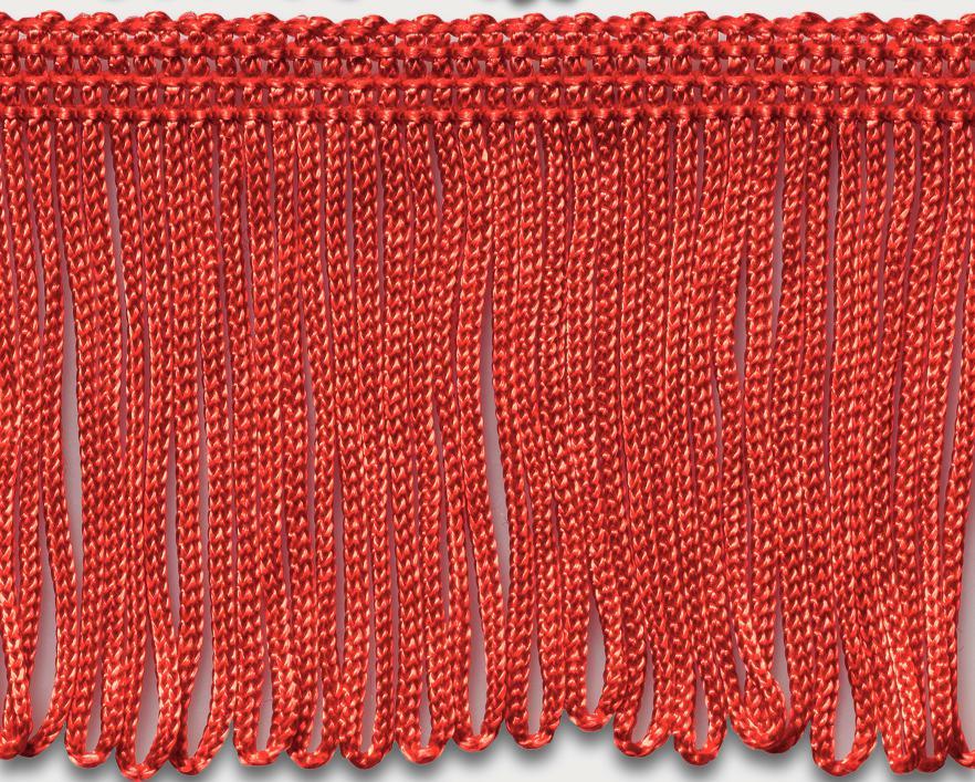 Fringed trimming red, 60 mm, 25 m