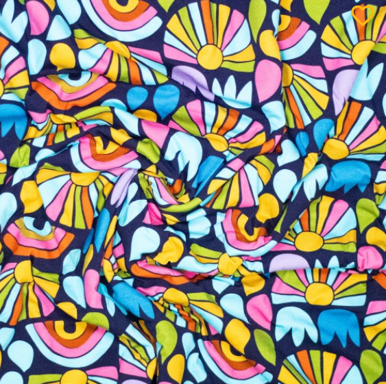 Jersey Viskose digitalbunt, Sonnen abstrakt,  95%Vi,5% El ca. 150cm breit, 200 g/m² ÖkoTex 100 2012160