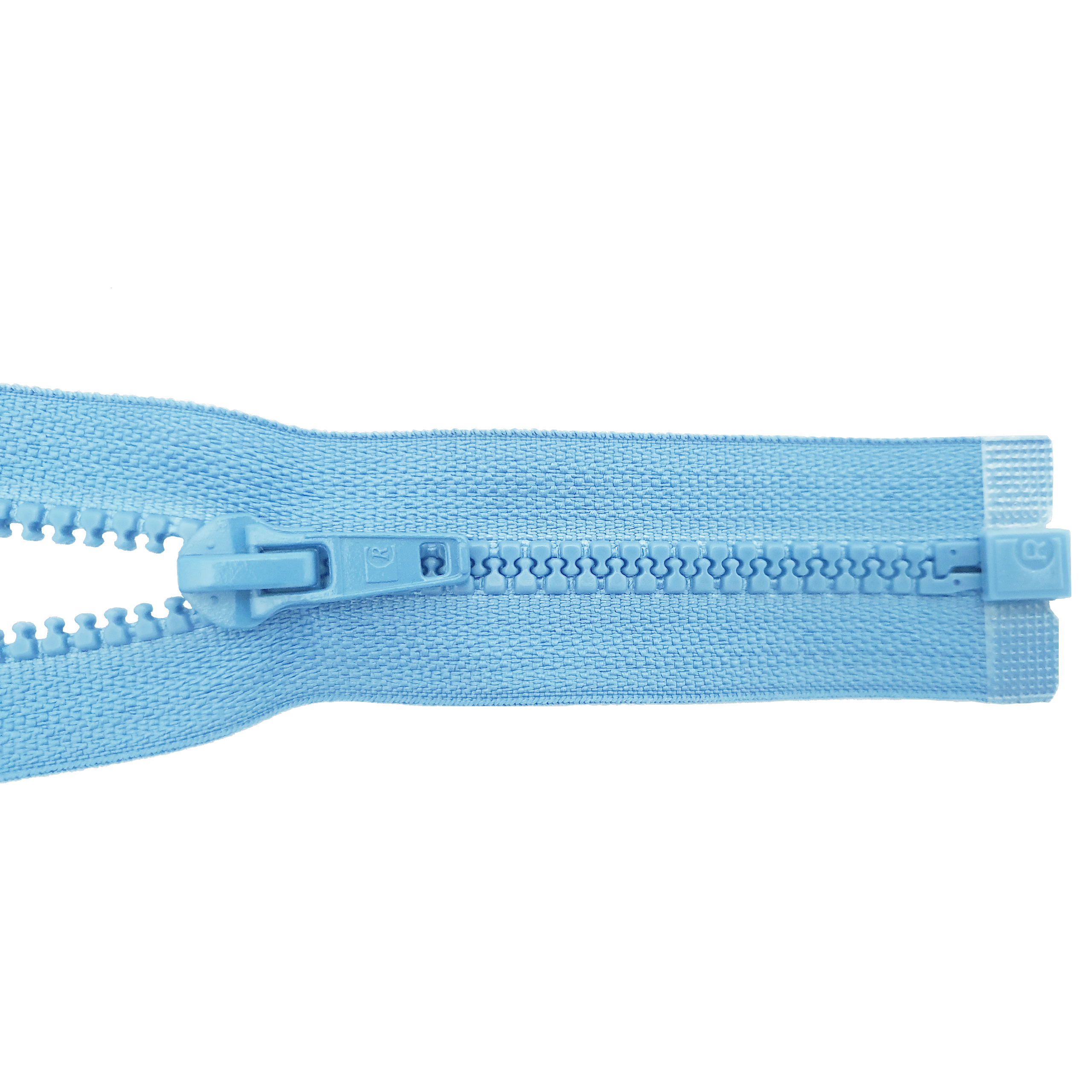 Reißverschluss 80cm, teilbar, Kstoff Zähne breit, turmalin/h.türkisblau, hochwertiger Marken-Reißverschluss von Rubi/Barcelona