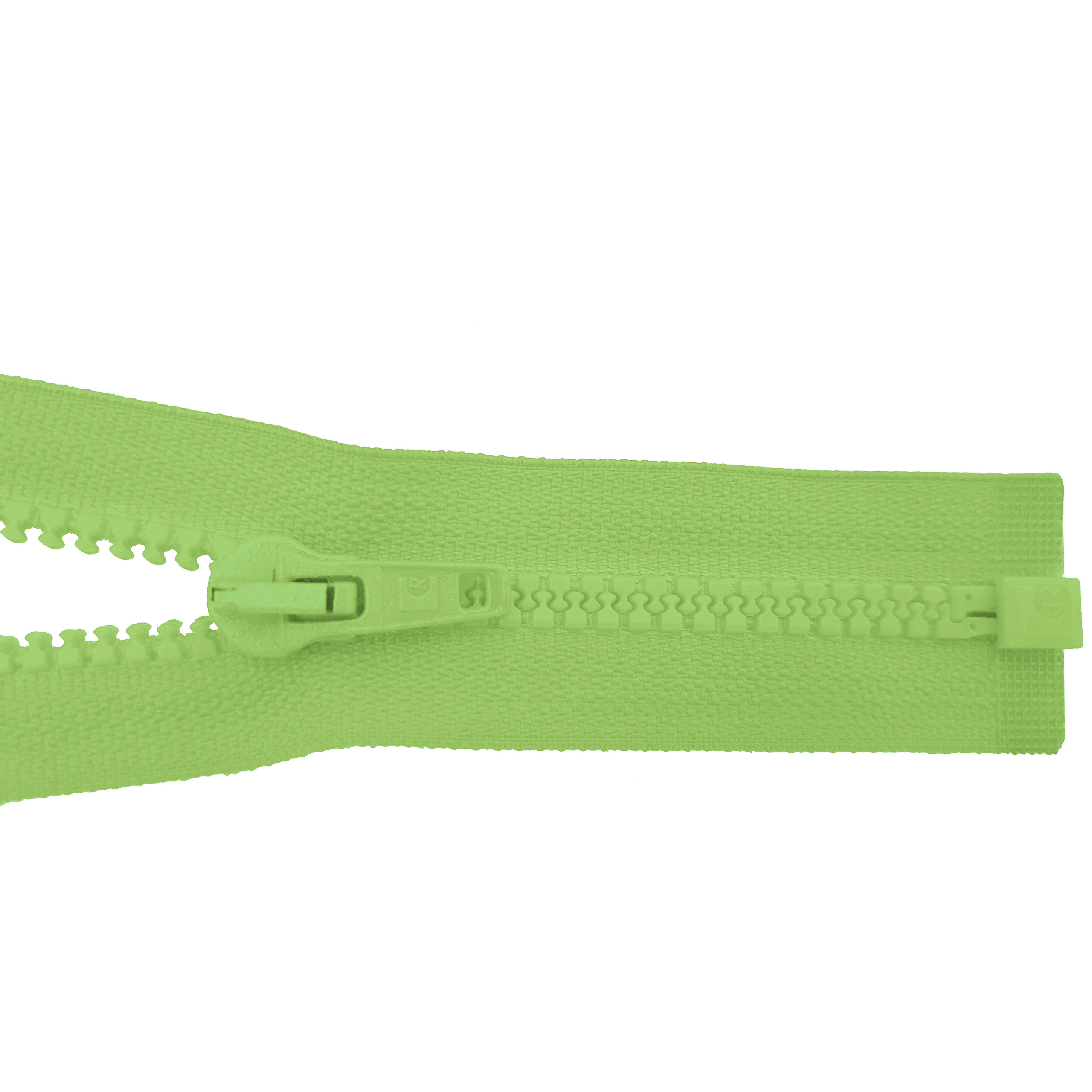 Reißverschluss 80cm, teilbar, Kstoff Zähne breit, apfelgrün, hochwertiger Marken-Reißverschluss von Rubi/Barcelona