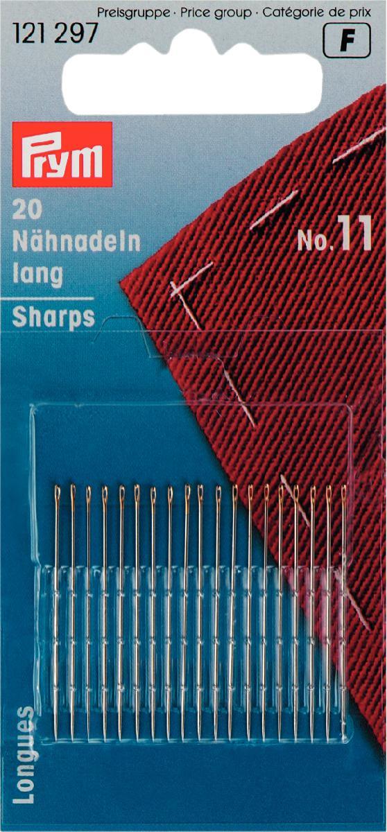 Hand Sewing Needles sharps 11 silver col with gold eye 0.50 x 32 mm, 20 St