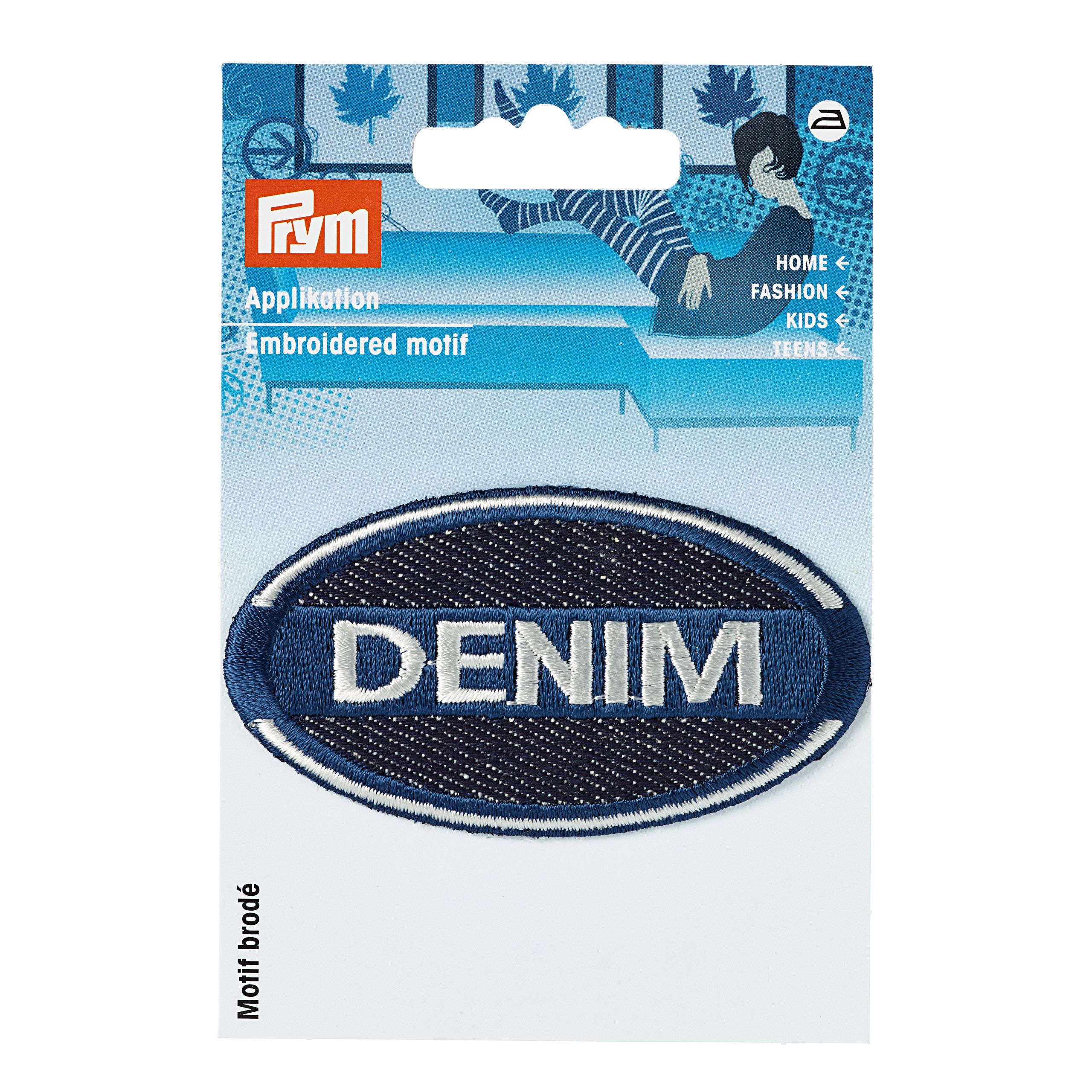 Appl. Jeans label oval denim, 1 St
