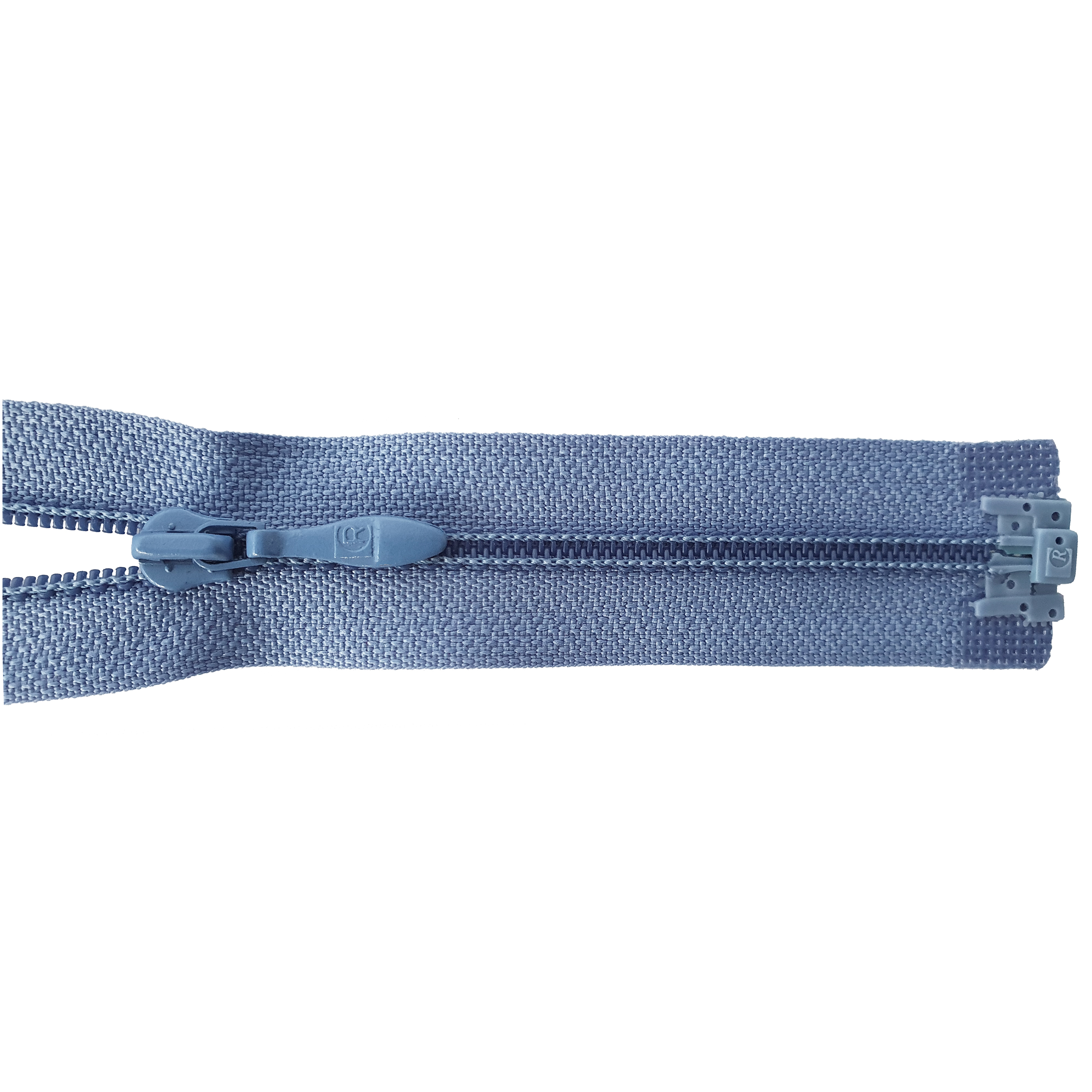 Reißverschluss 60cm, teilbar, PES-Spirale fein, graublau, hochwertiger Marken-Reißverschluss von Rubi/Barcelona