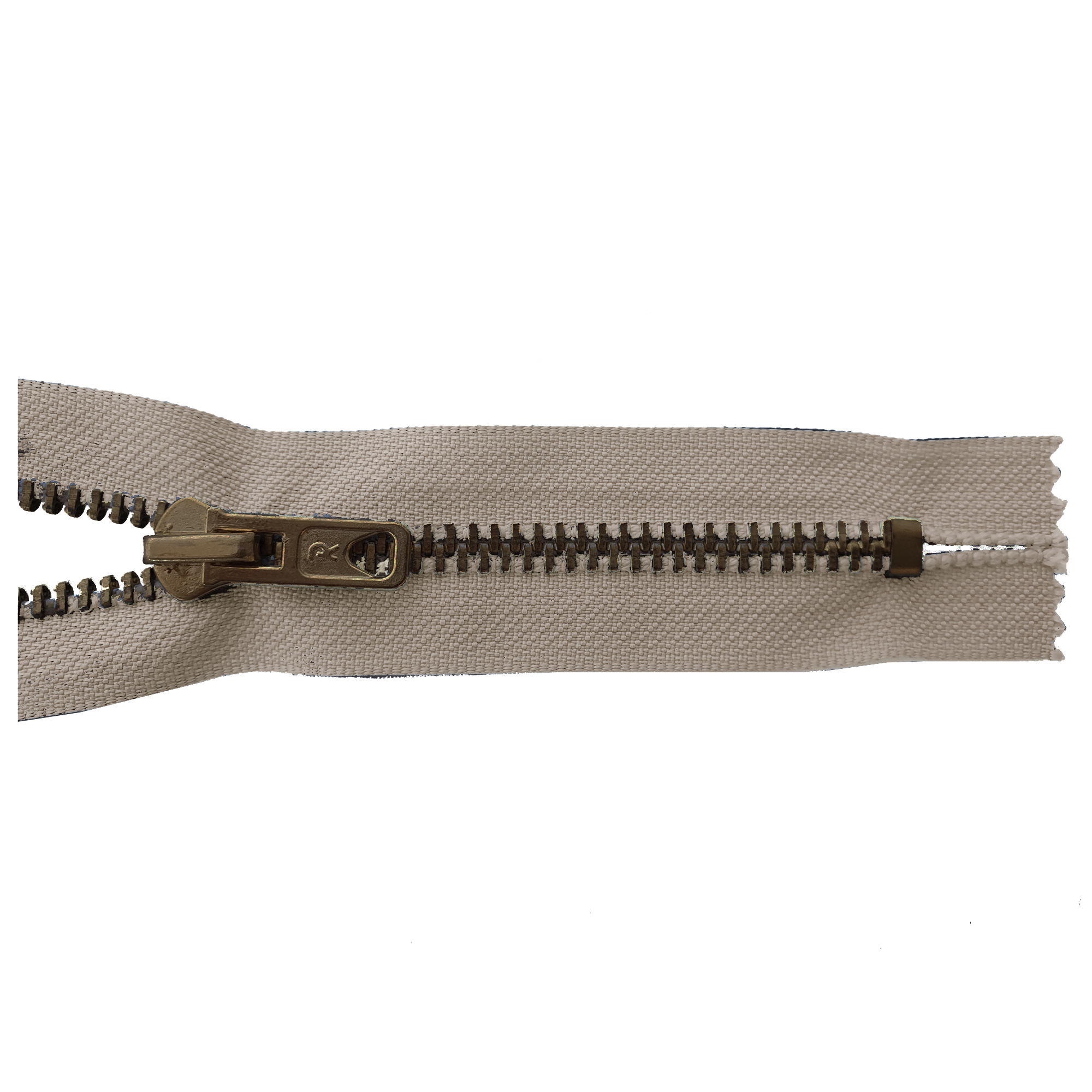 Reißverschluss 18cm, nicht teilbar, Metall brüniert breit, sand, hochwertiger Marken-Reißverschluss von Rubi/Barcelona