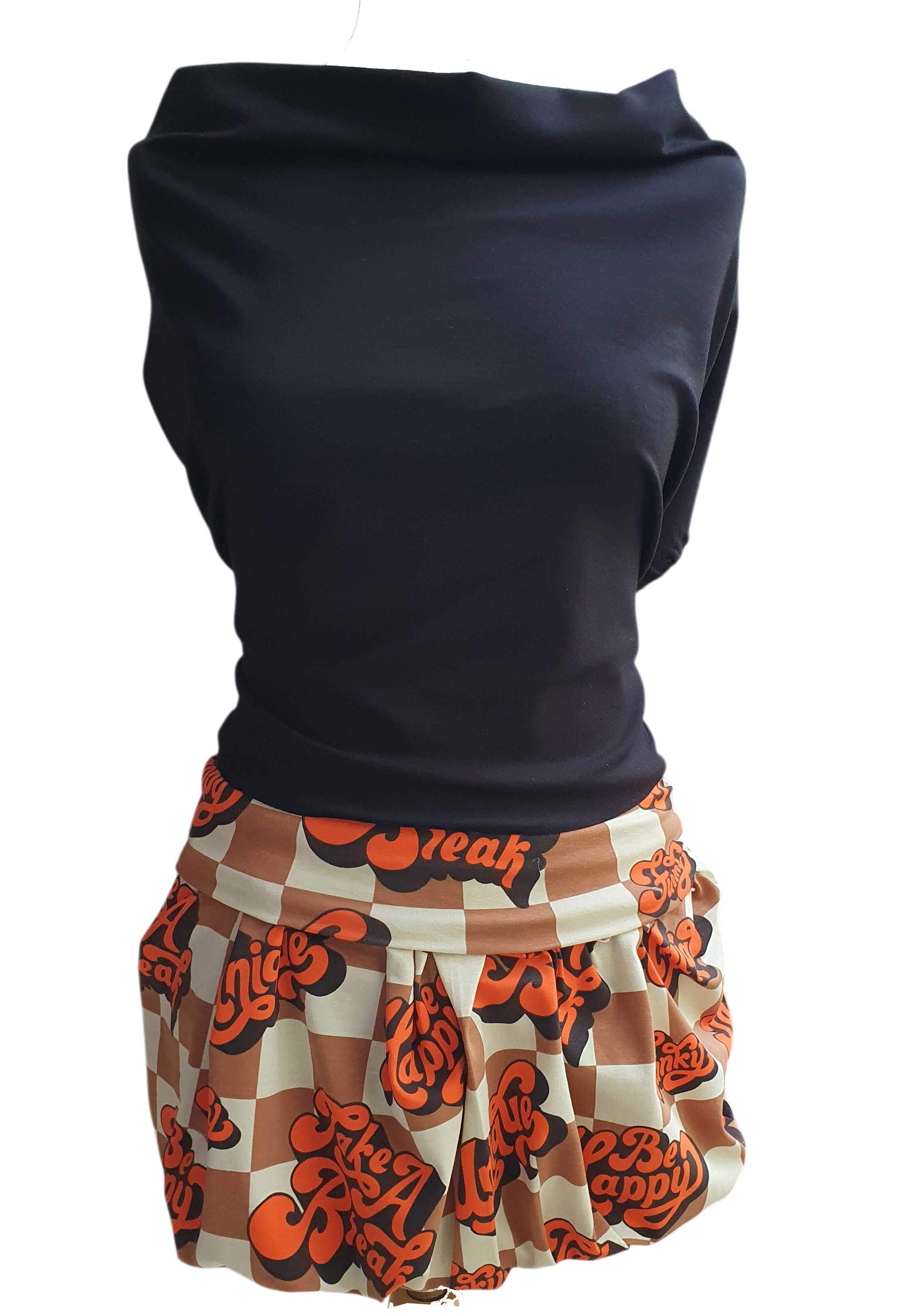 Bw-Jersey Funky/be happy, beige/orange 95% CO 5% EL