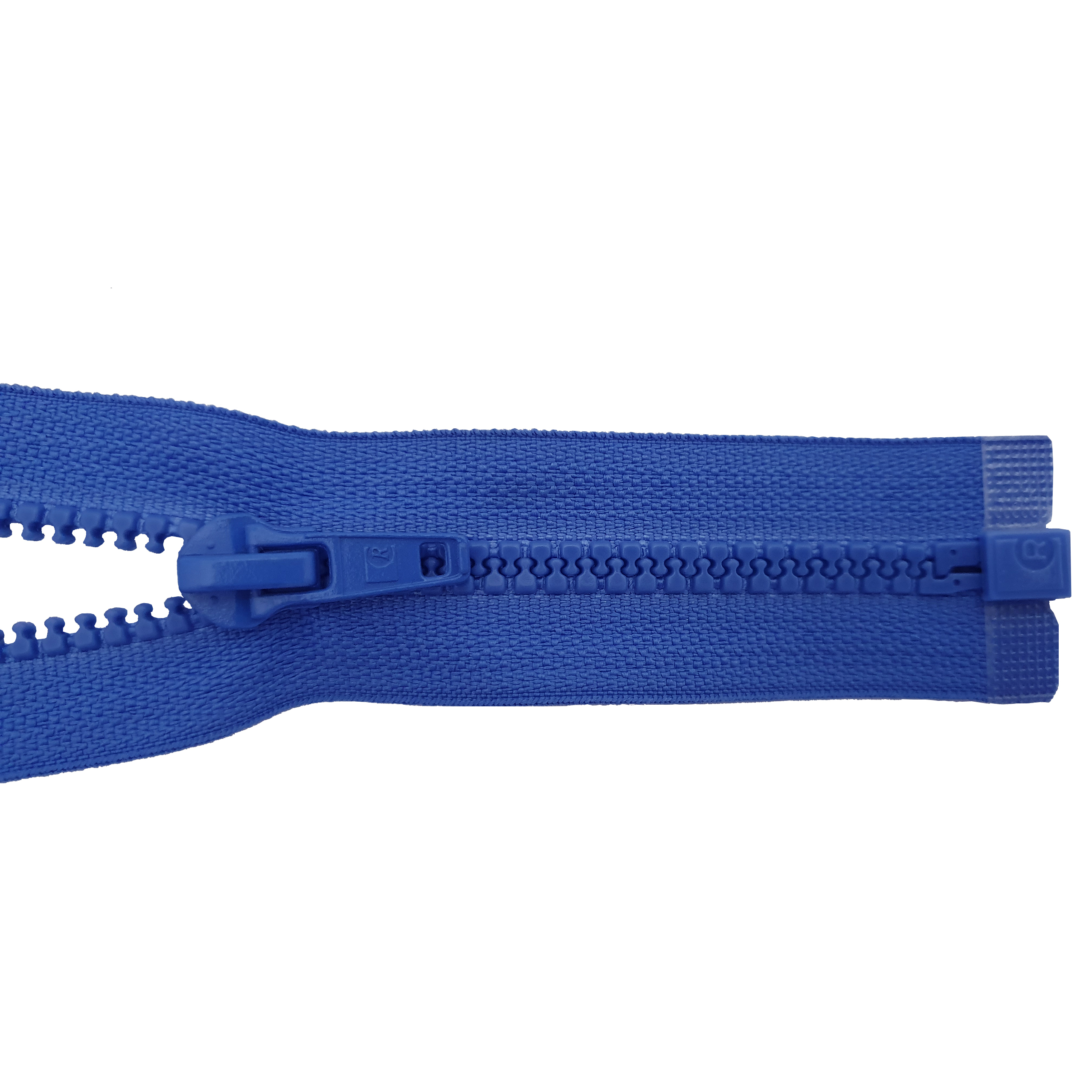 zipper 80cm,divisible, molded plastic, wide, royal blue