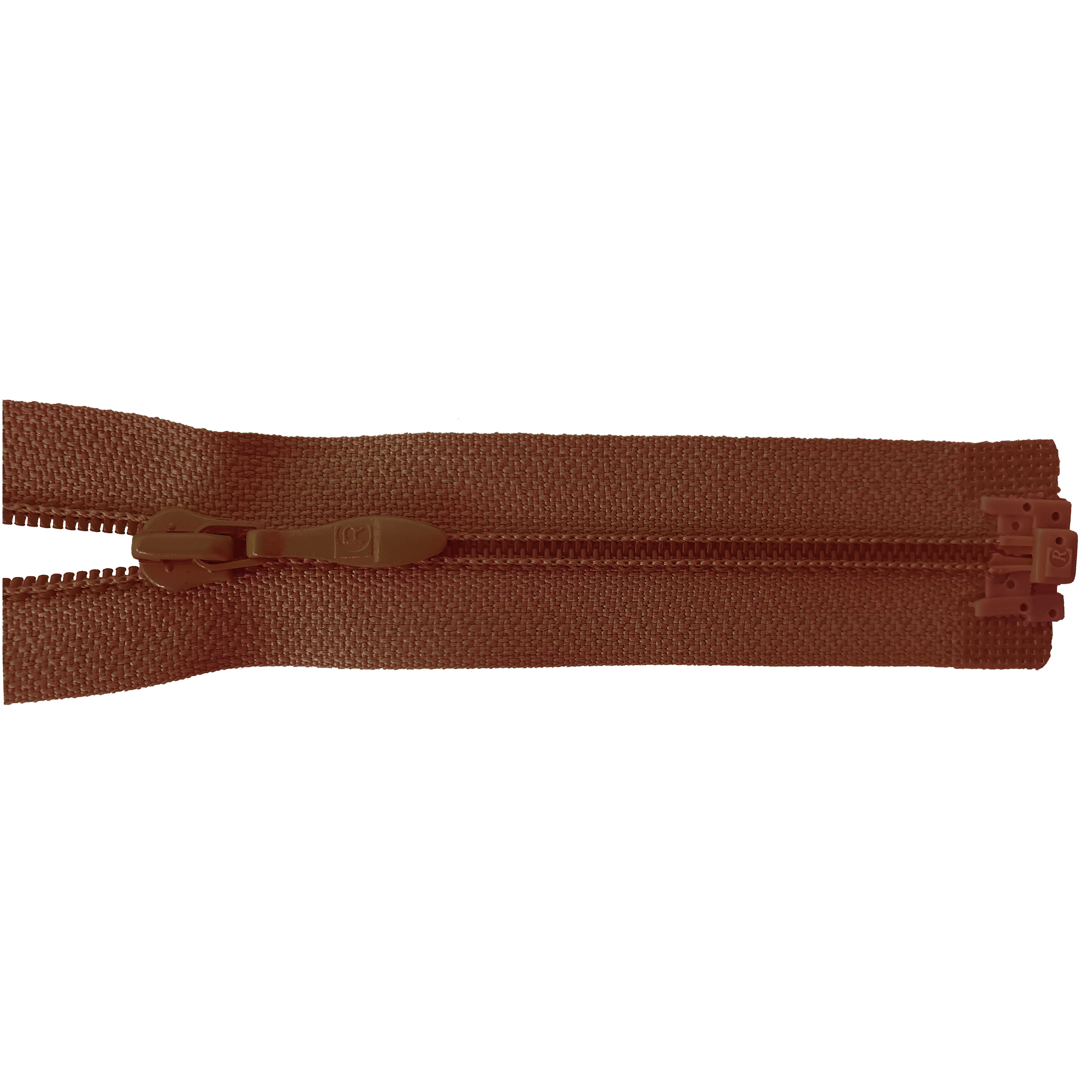 zipper 60cm,divisible, PES spiral, fein, medium brown