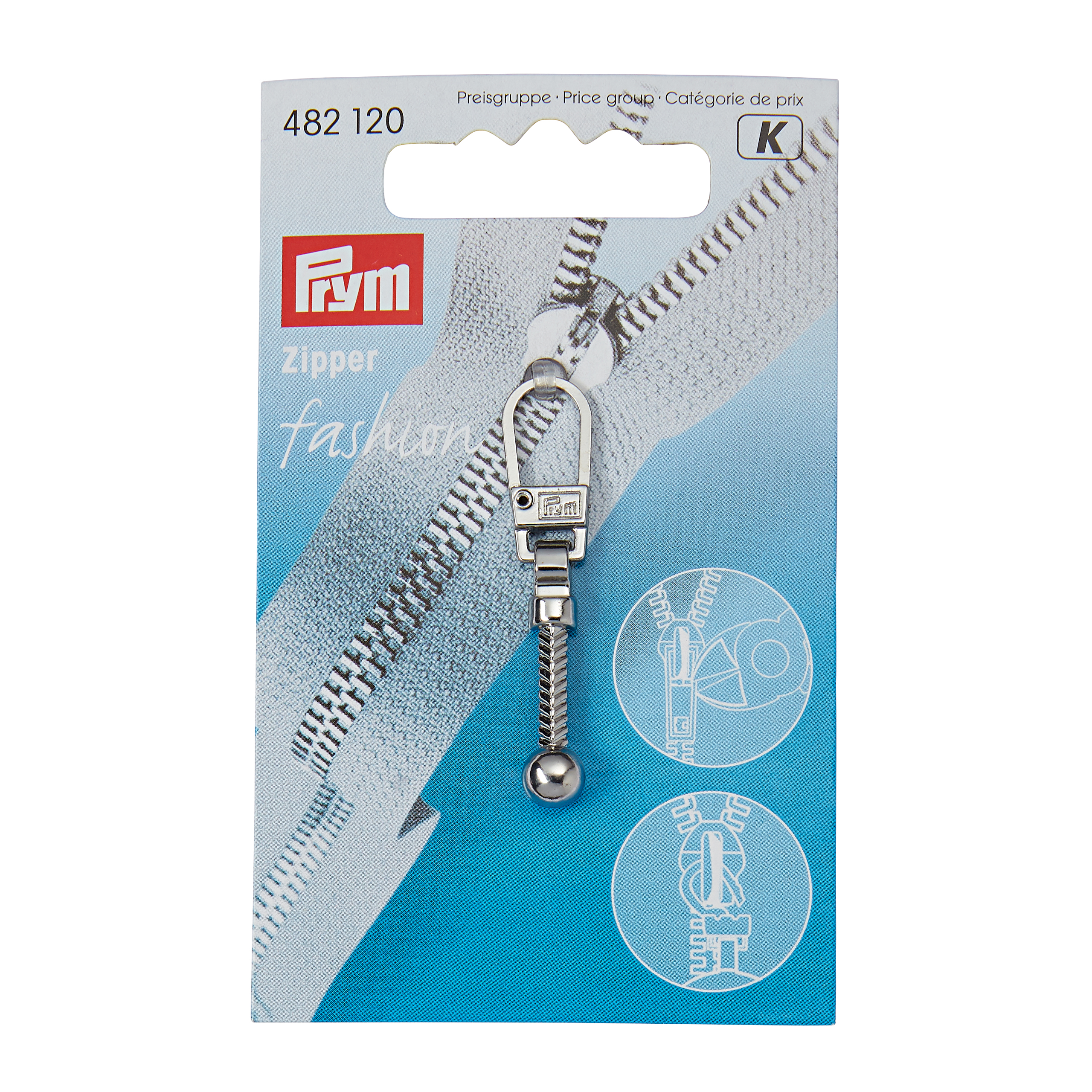 Fashion Zipper pullers Club metal silver col, 1 St