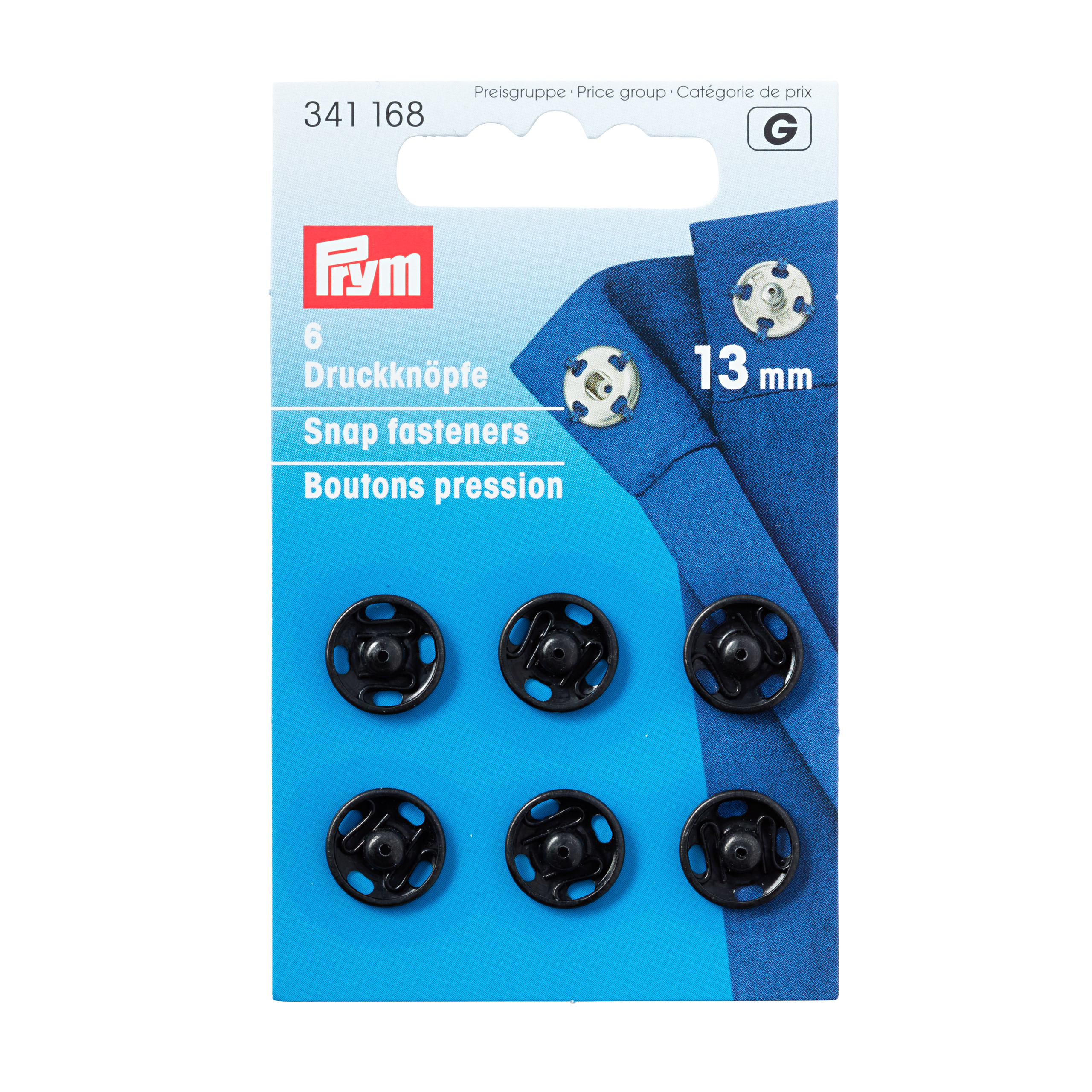 Annäh-Druckknöpfe MS 13 mm schwarz, 6 St