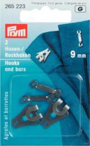 Trouser and Skirt Hooks/Bars black 9 mm, 2 pc